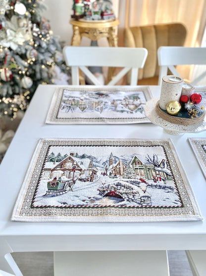 Winter Holiday Placemats «Festive mood» With microfibre & silver lurex