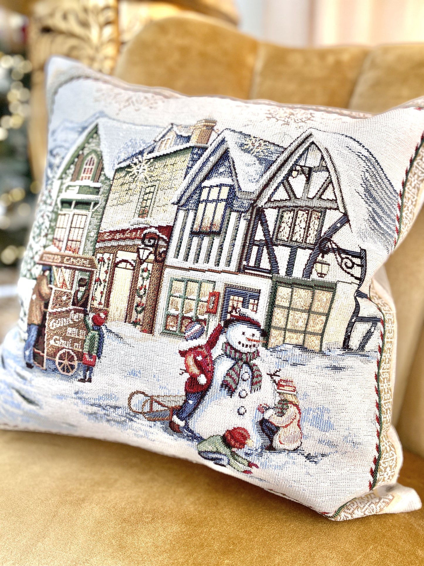 Christmas tapestry cushion cover «Festive mood» With microfibre & silver lurex