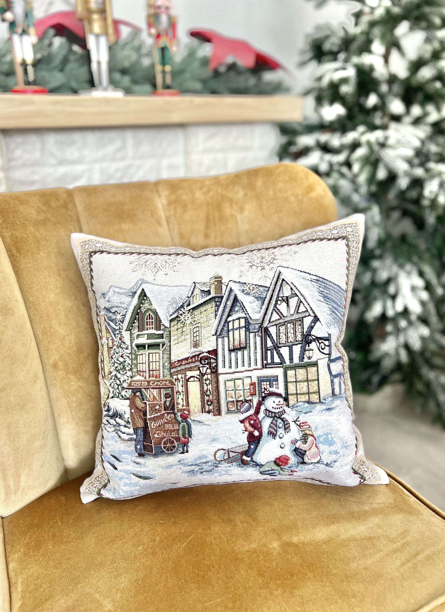 Christmas tapestry cushion cover «Festive mood» With microfibre & silver lurex