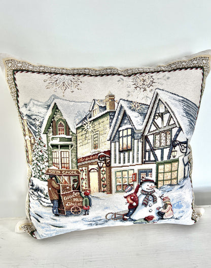 Christmas tapestry cushion cover «Festive mood» With microfibre & silver lurex