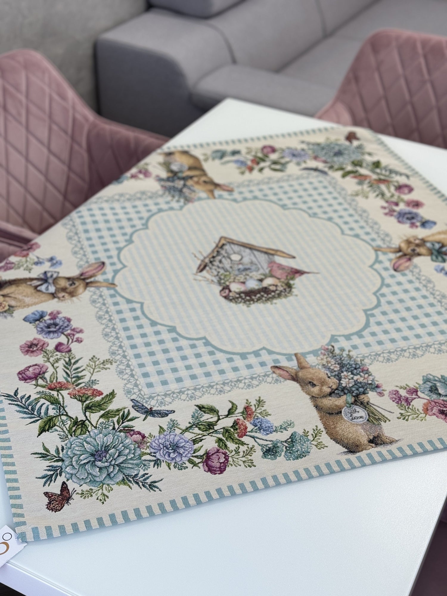 Easter tapestry tablecloth «Blue Bunnies» Limaso Textile