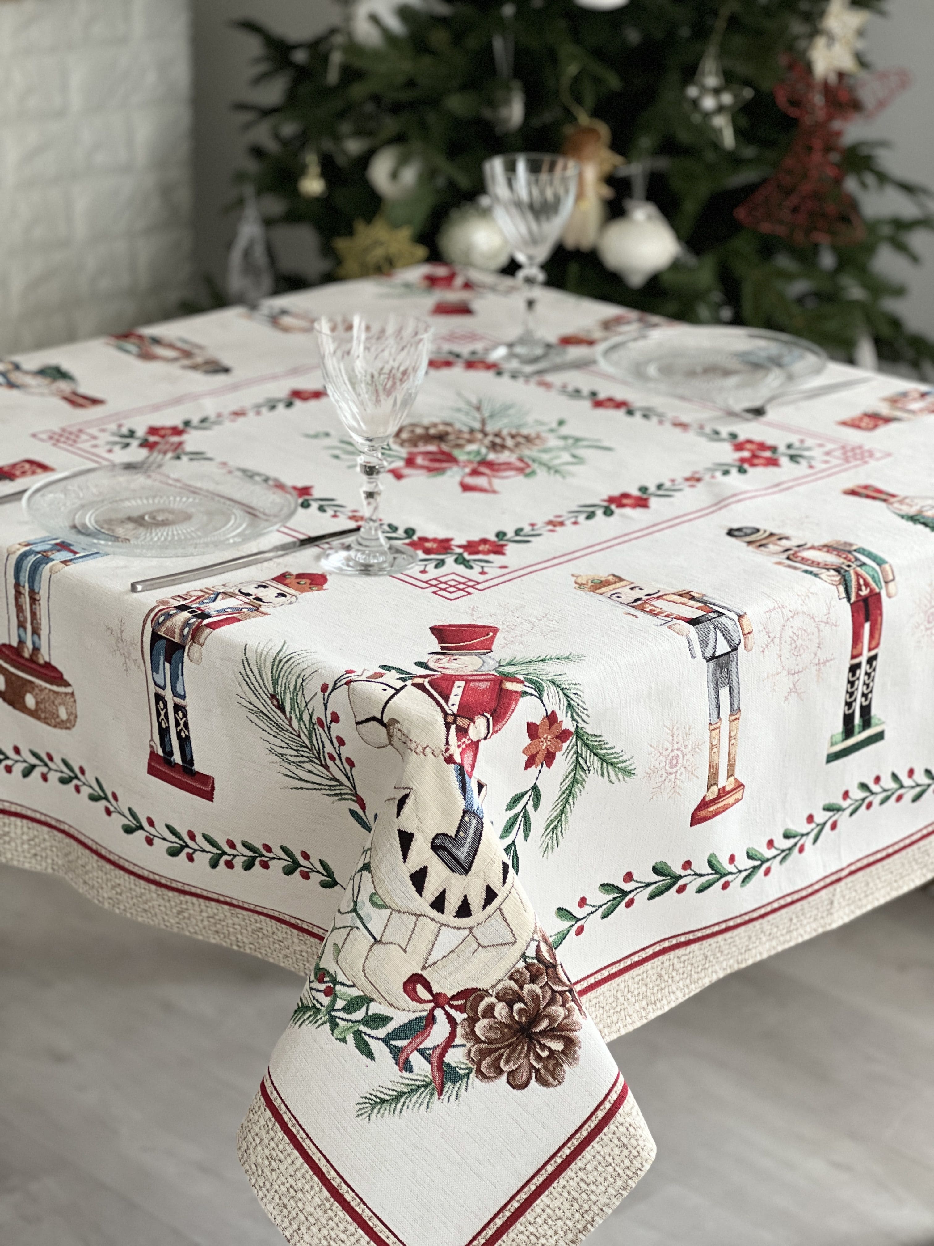 Christmas tapestry tablecloth «Nutcracker» With microfibre &amp; silver lurex Limaso Textile
