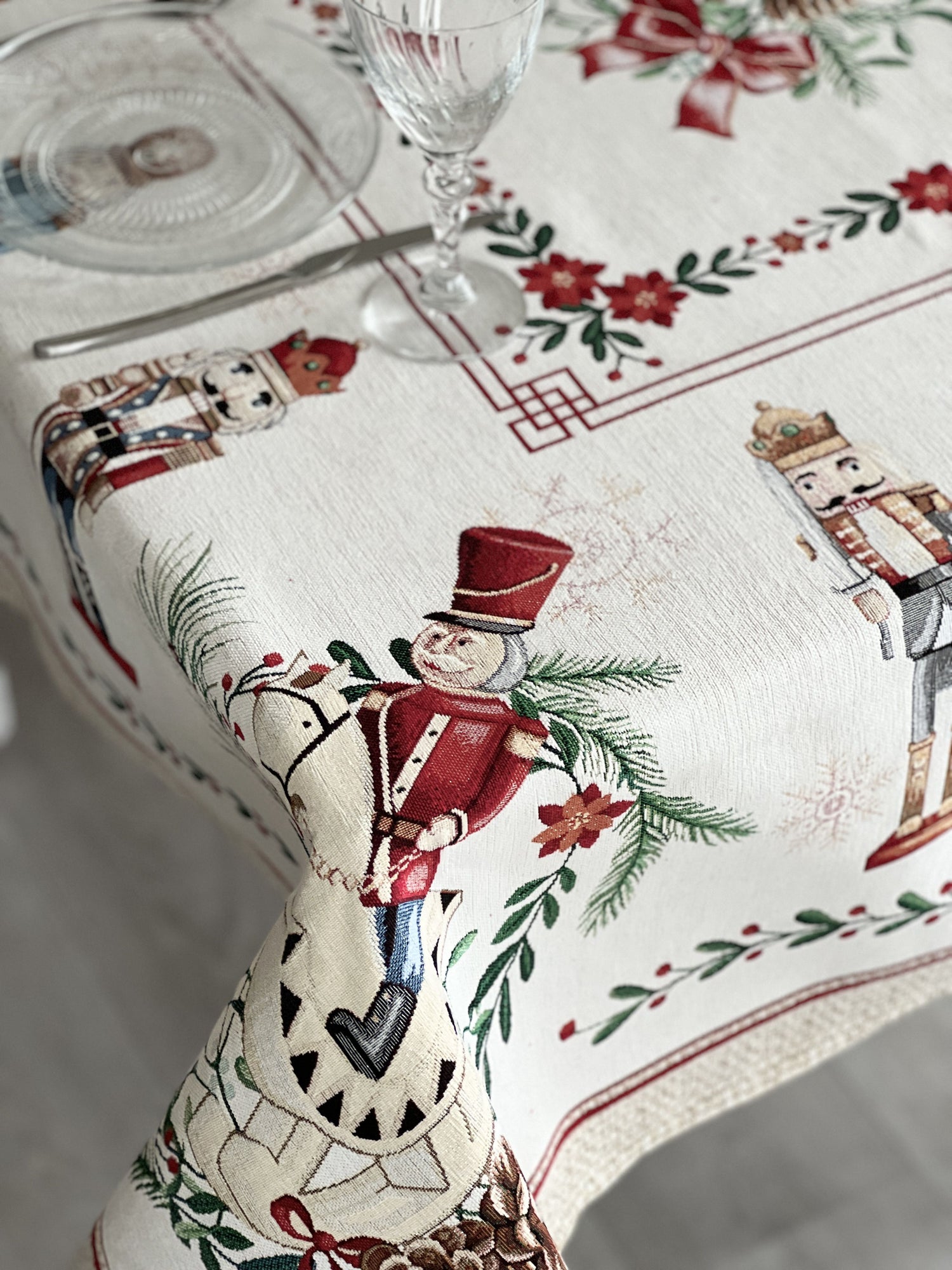 Christmas tapestry tablecloth «Nutcracker» With microfibre &amp; silver lurex Limaso Textile