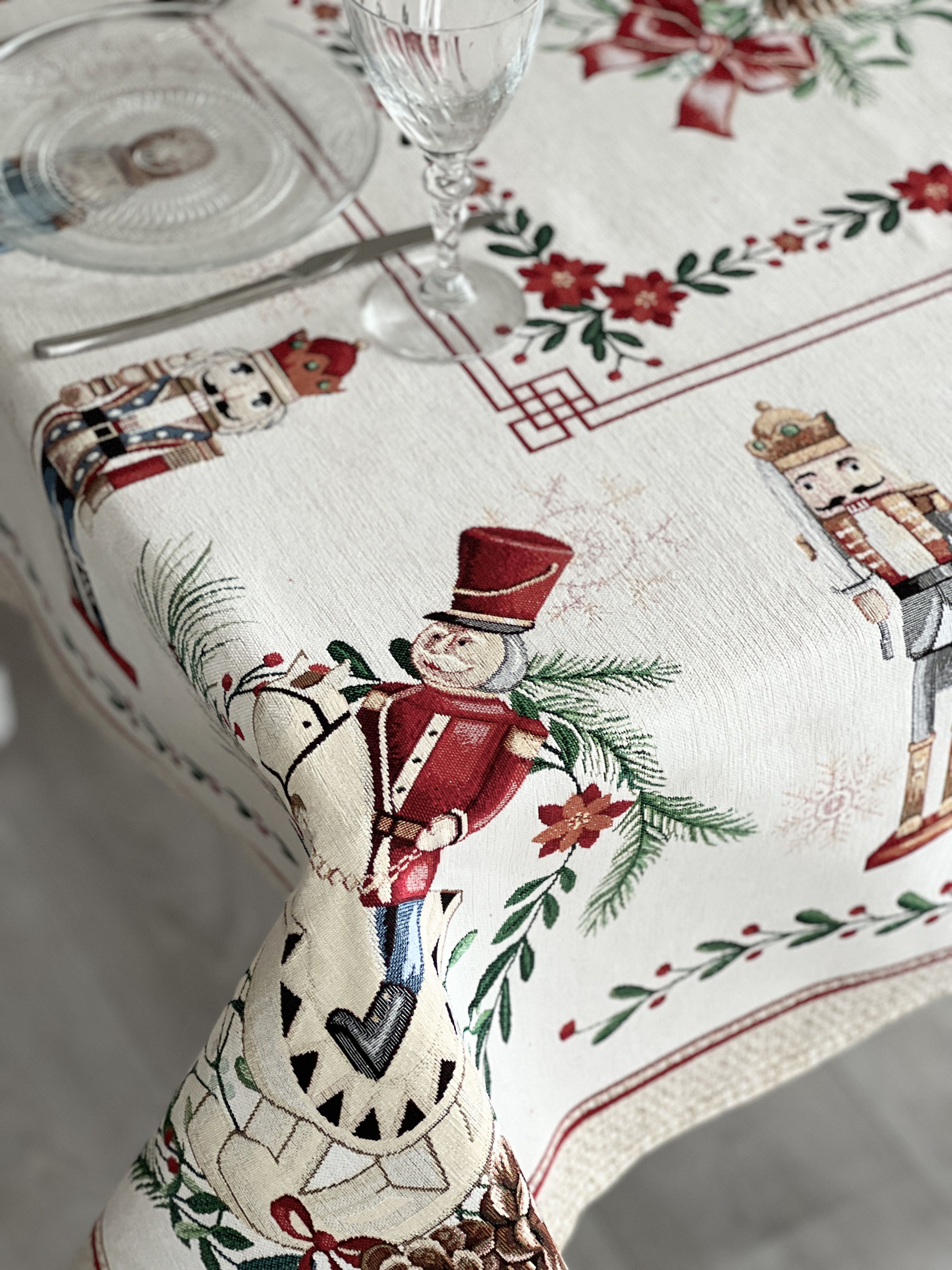 Christmas tapestry tablecloth «Nutcracker» With microfibre &amp; silver lurex Limaso Textile