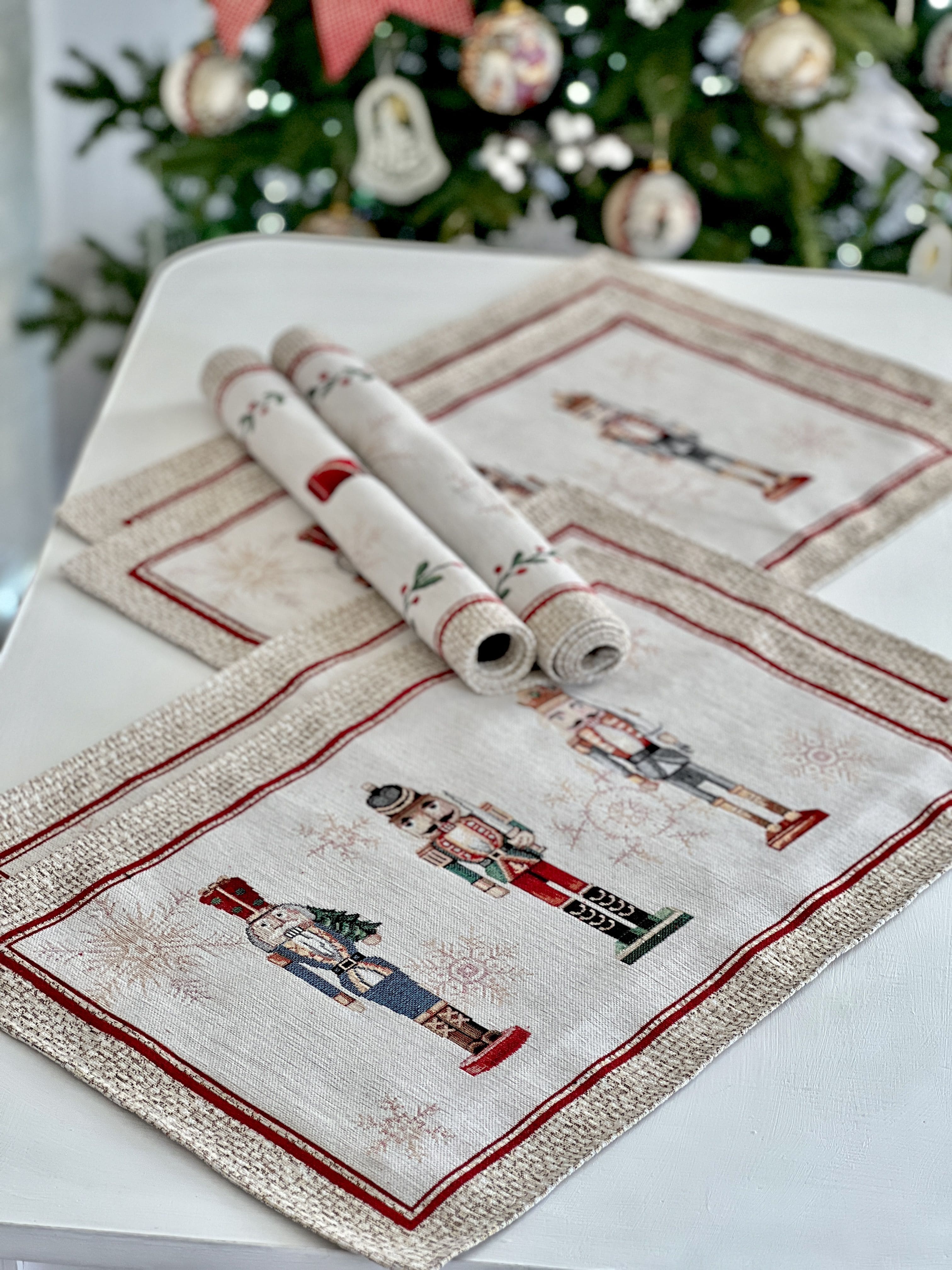 Winter Holiday Placemat «Nutcracker» With microfibre &amp; silver lurex