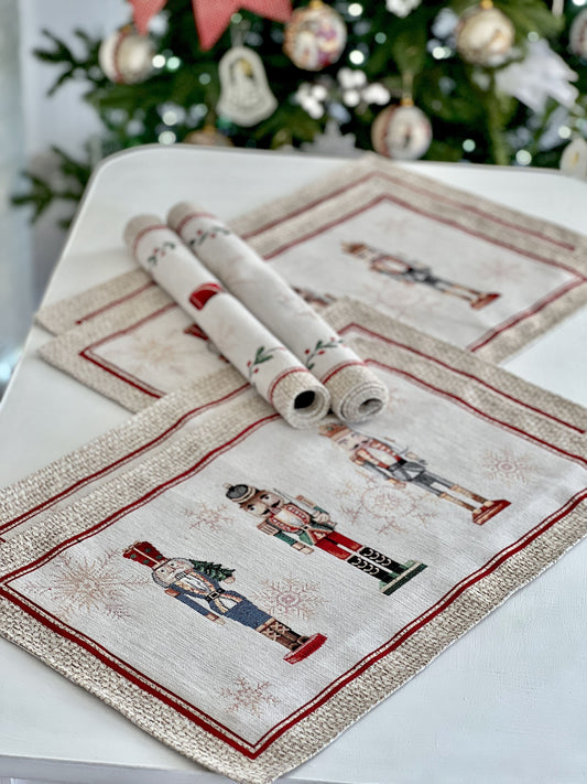 Winter Holiday Placemat «Nutcracker» With microfibre & silver lurex