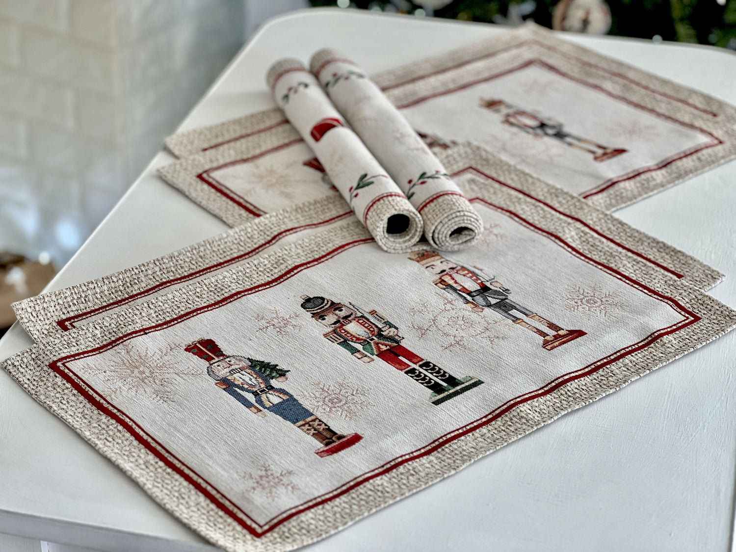 Winter Holiday Placemat «Nutcracker» With microfibre &amp; silver lurex Limaso Textile