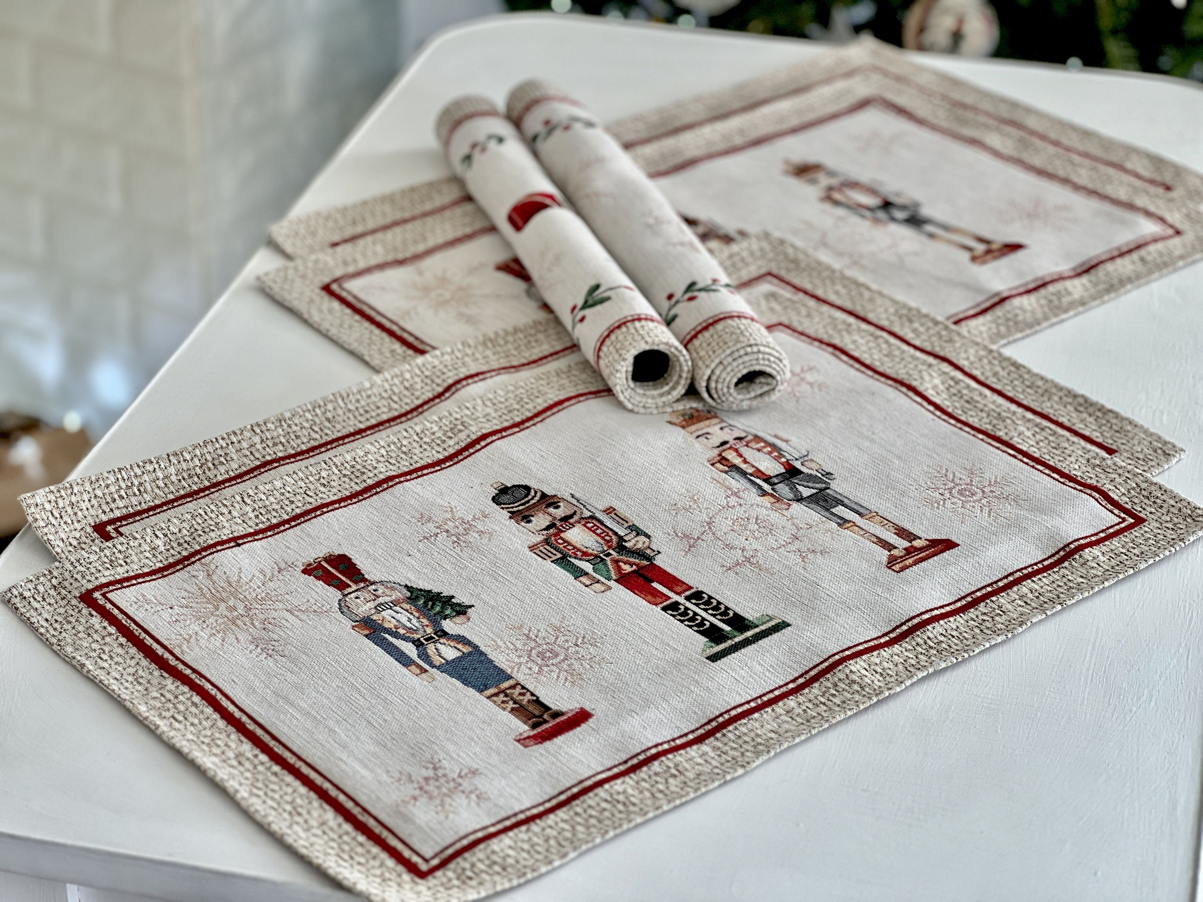 Winter Holiday Placemat «Nutcracker» With microfibre &amp; silver lurex Limaso Textile