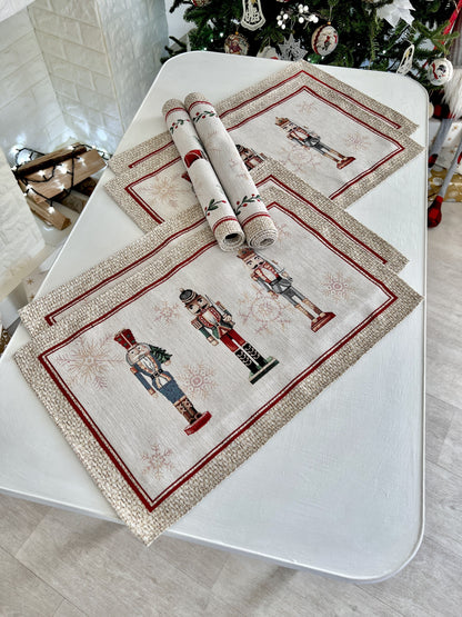 Winter Holiday Placemat «Nutcracker» With microfibre & silver lurex