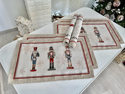 Winter Holiday Placemat «Nutcracker» With microfibre & silver lurex