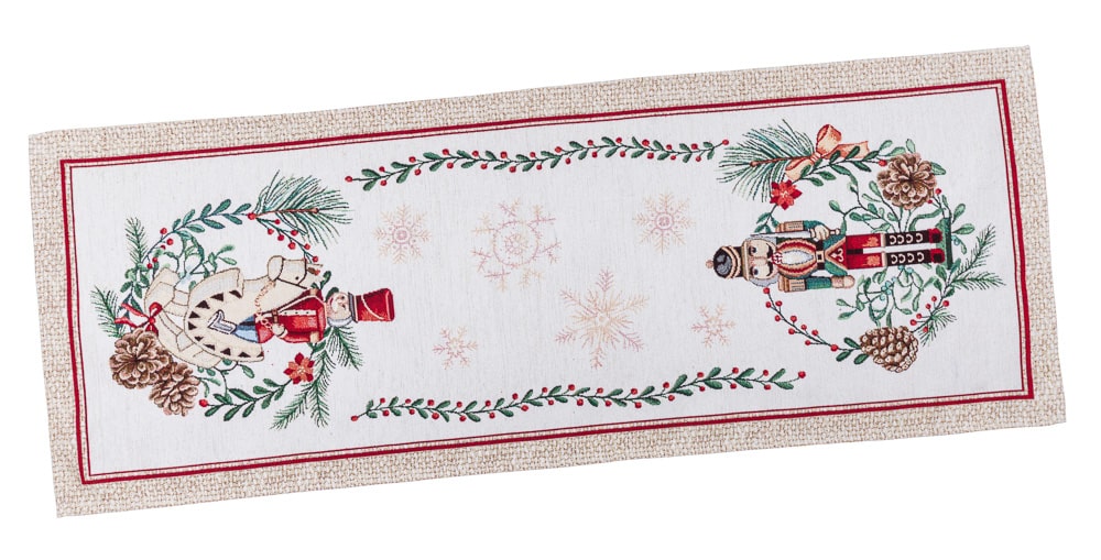 Christmas Tapestry Table runner «Nutcracker» With microfibre &amp; silver lurex Limaso Textile