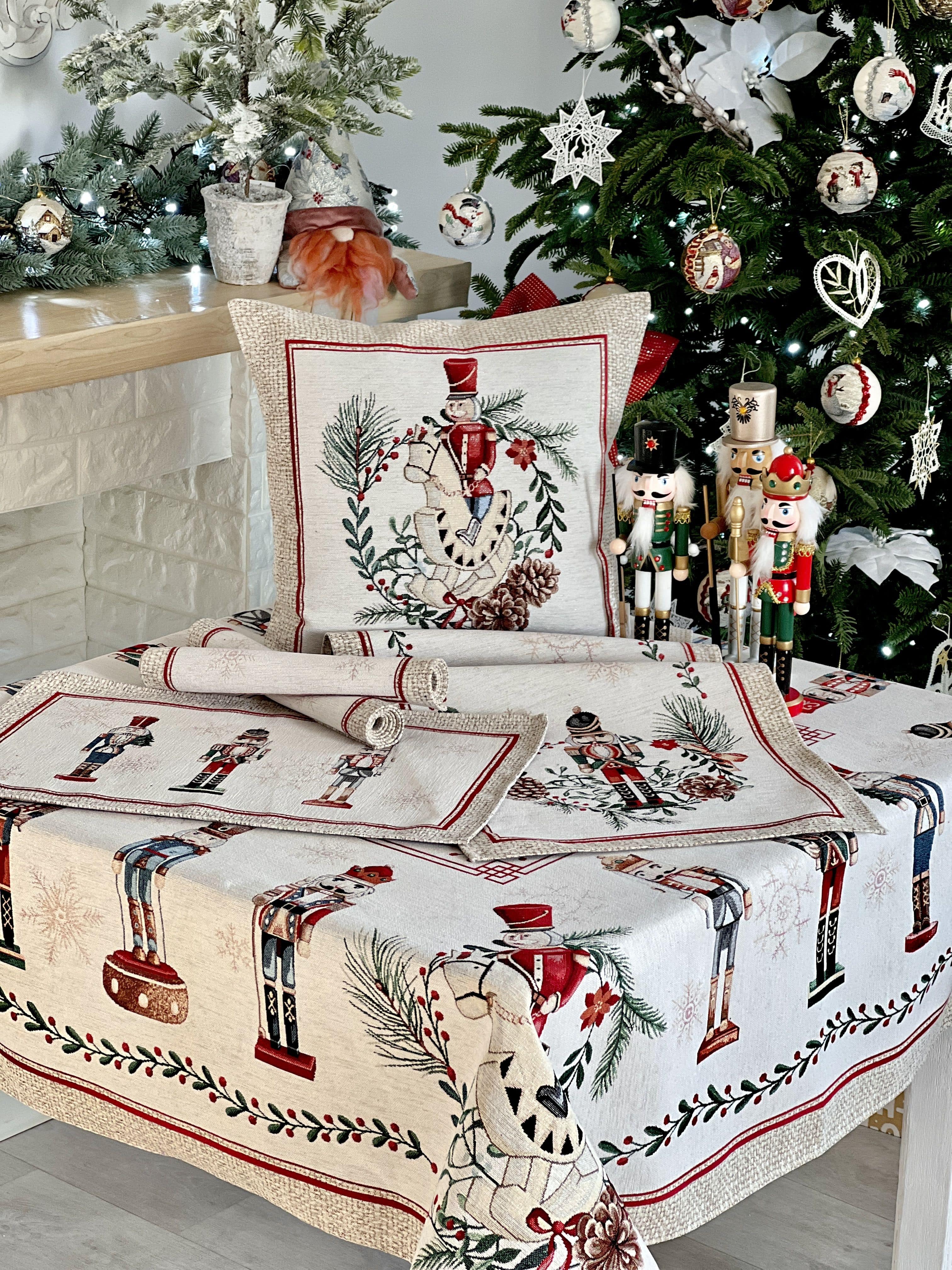 Christmas tapestry tablecloth «Nutcracker» With microfibre &amp; silver lurex Limaso Textile