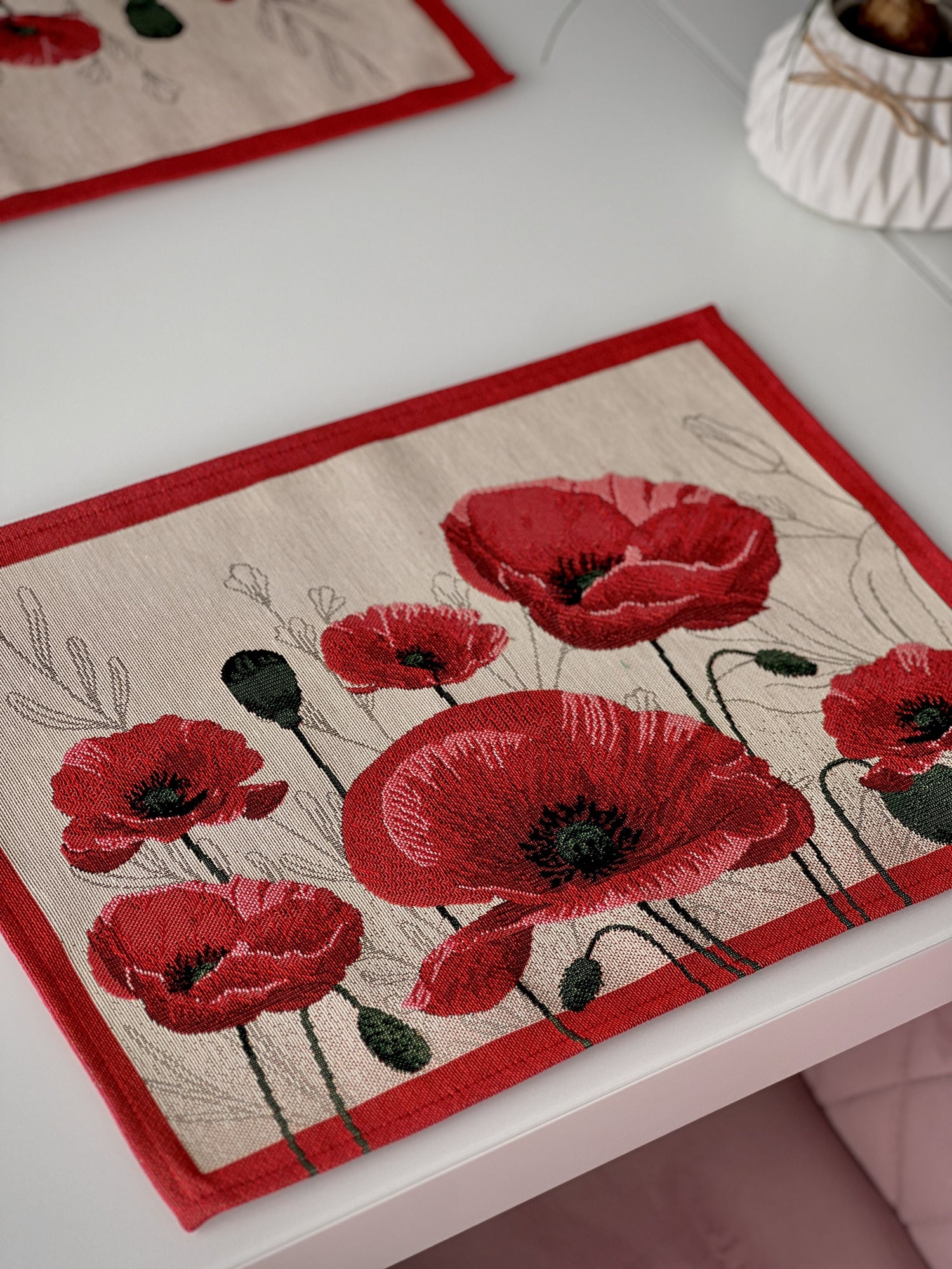 Tapestry Placemats set «Poppies» Limaso Textile