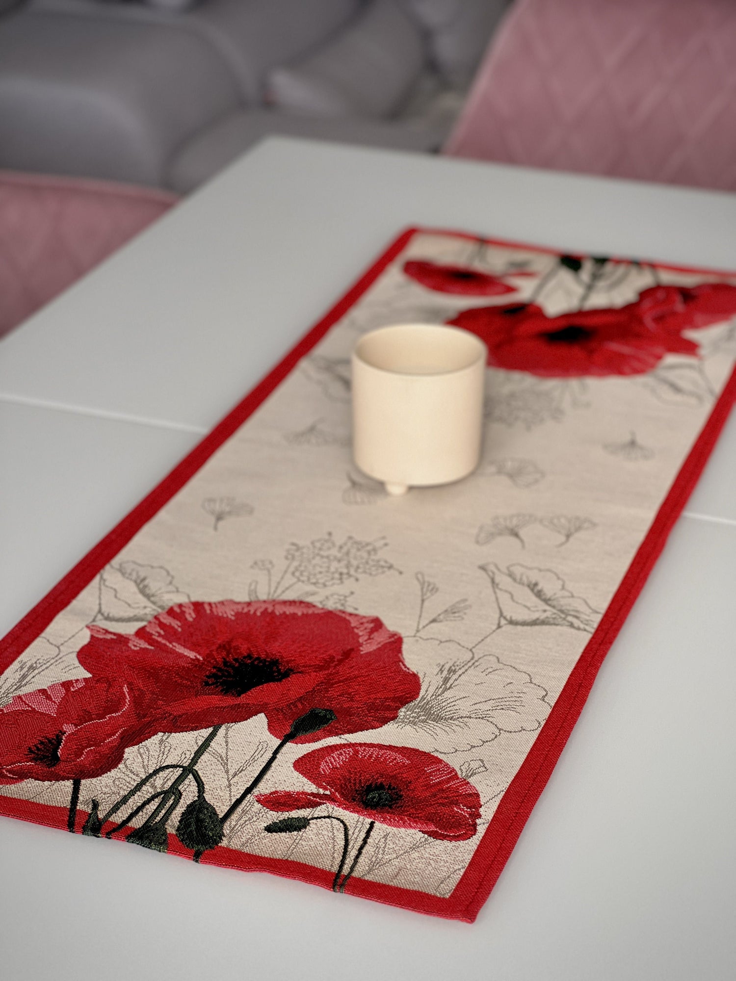 Tapestry table runner «Poppies» Limaso Textile