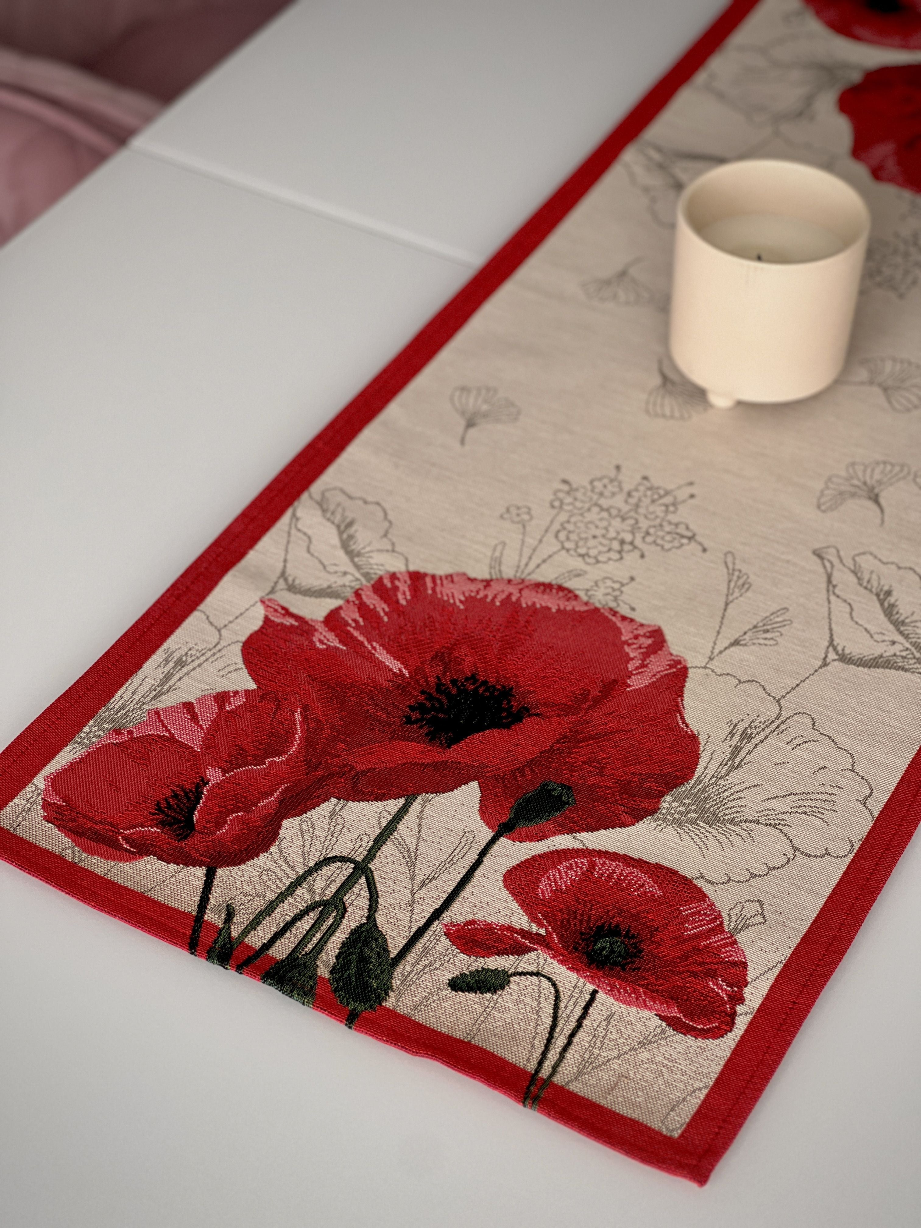Tapestry table runner «Poppies» Limaso Textile