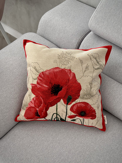 Tapestry cushion cover «Poppies»