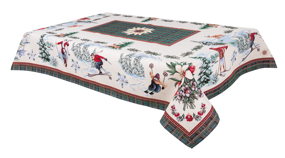 Christmas tapestry tablecloth «Winter fun» without lurex Limaso Textile