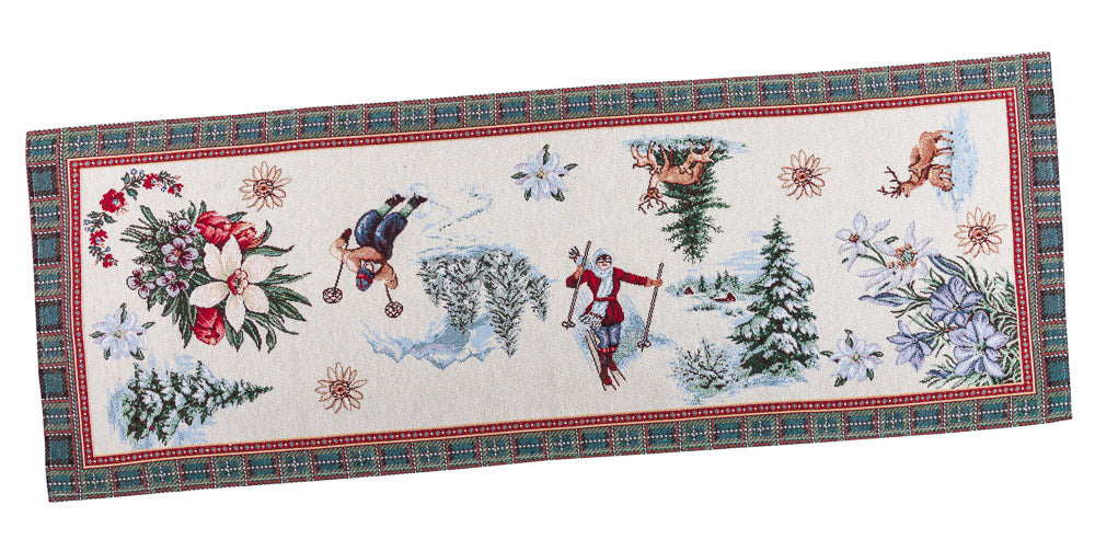 Christmas Tapestry Table runner «Winter fun» without lurex