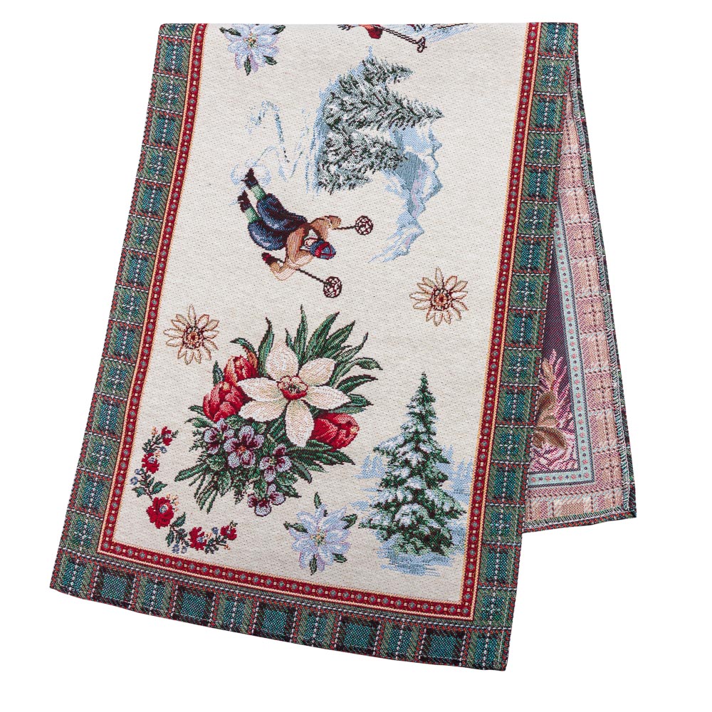 Christmas Tapestry Table runner «Winter fun» without lurex