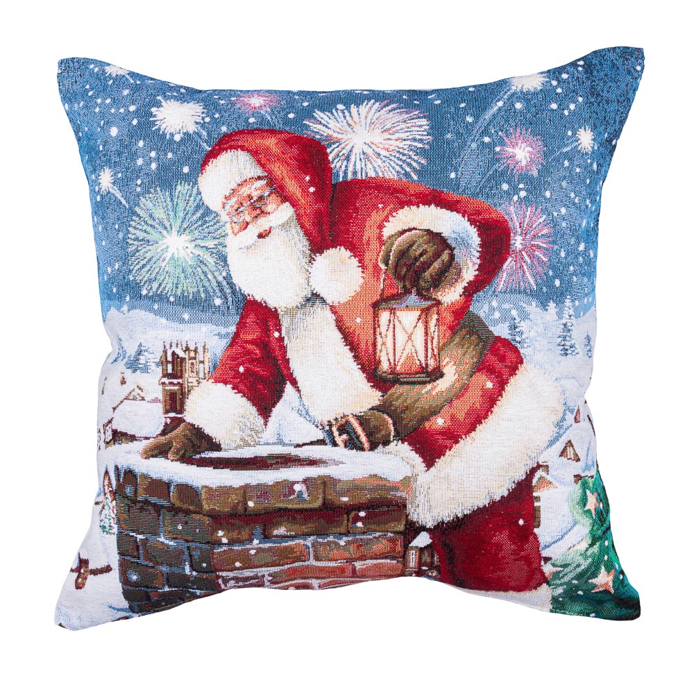 Christmas tapestry cushion cover «Chimney» With microfibre