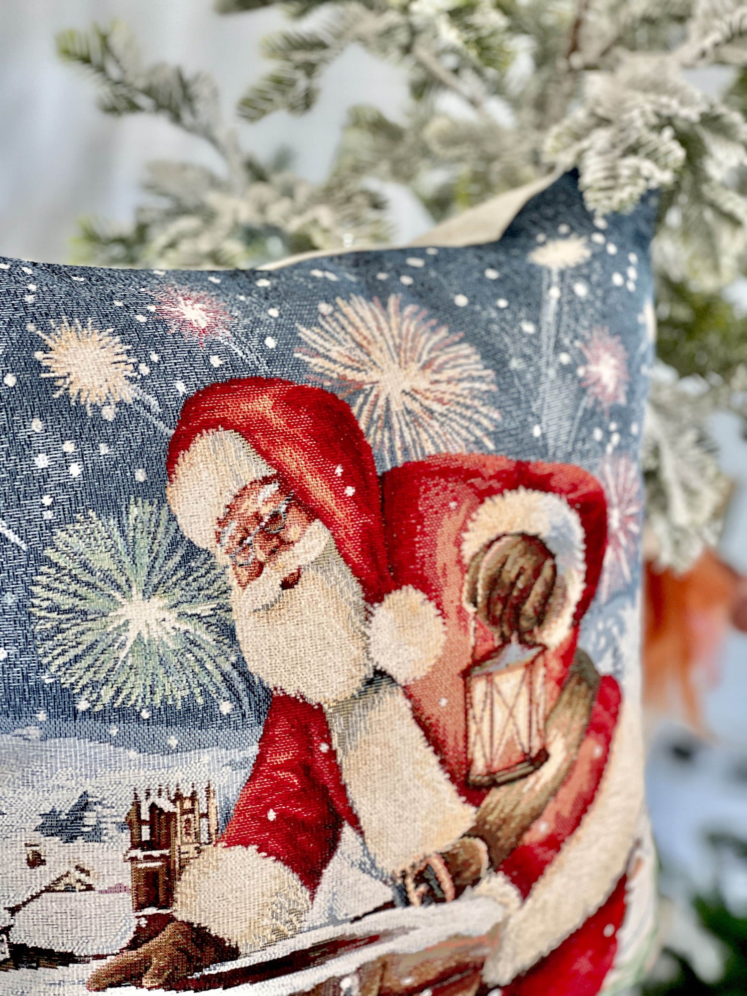Christmas tapestry cushion cover «Chimney» With microfibre Limaso Textile