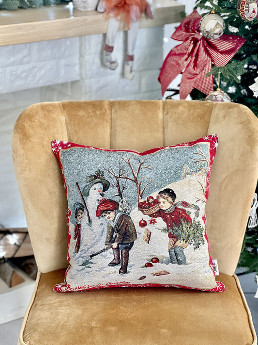 Winter Holiday tapestry cushion cover «Columpio borde» without lurex