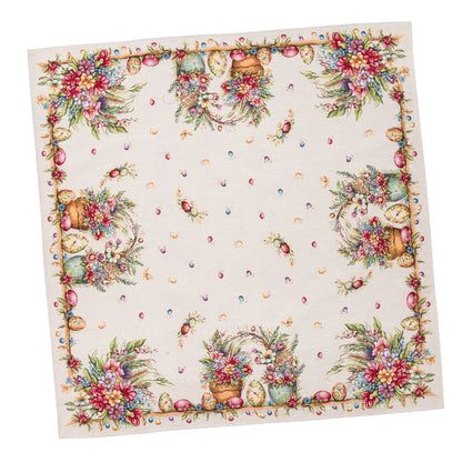 Easter Square tablecloth «Damira» - Premium Tapestry with golden lurex - Textile4Family