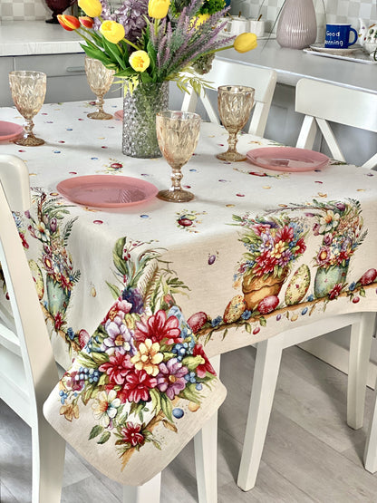 Easter tablecloth «Damira» - Premium Tapestry with golden lurex - Textile4Family