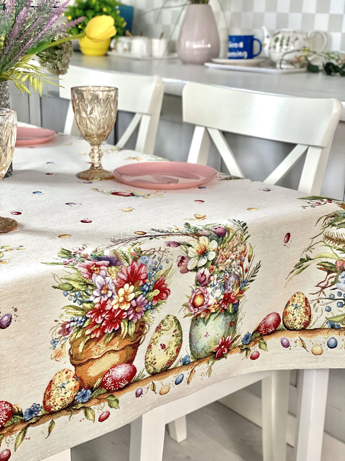 Easter tablecloth «Damira» - Premium Tapestry with golden lurex - Textile4Family