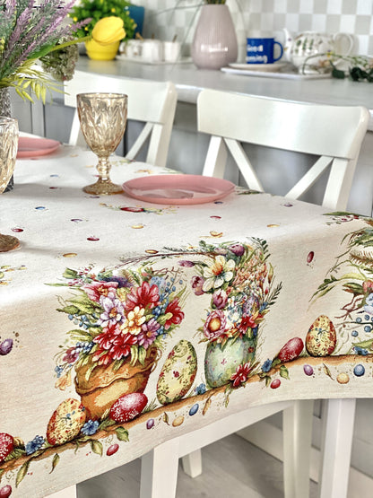 Easter tablecloth «Damira» - Premium Tapestry with golden lurex - Textile4Family