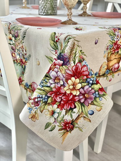 Easter tablecloth «Damira» - Premium Tapestry with golden lurex - Textile4Family