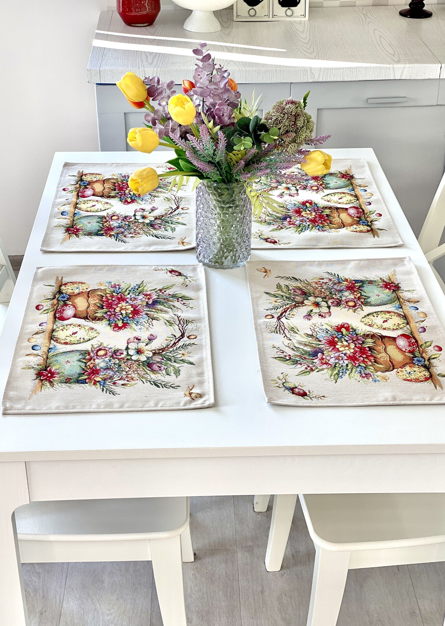 Easter Placemat set «Damira» - Premium Tapestry with golden lurex - Textile4Family