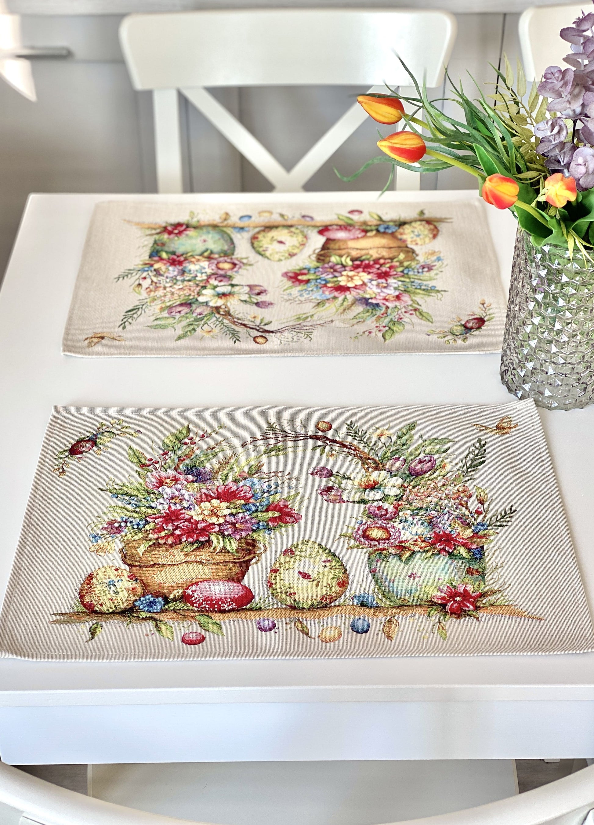 Easter Placemat set «Damira» - Premium Tapestry with golden lurex - Textile4Family