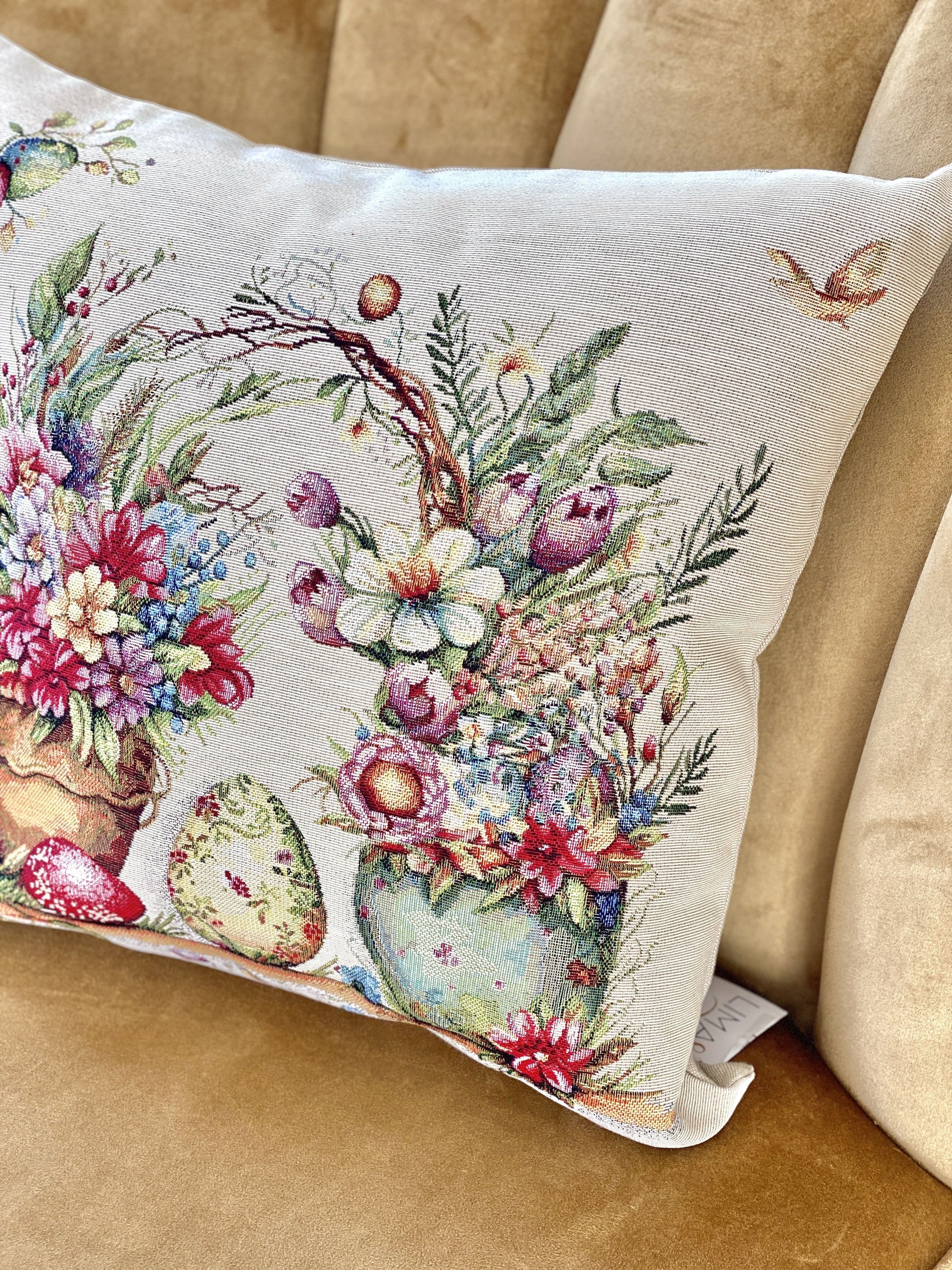 Easter Cushion cover «Damira» - Premium Tapestry with golden lurex - Textile4Family