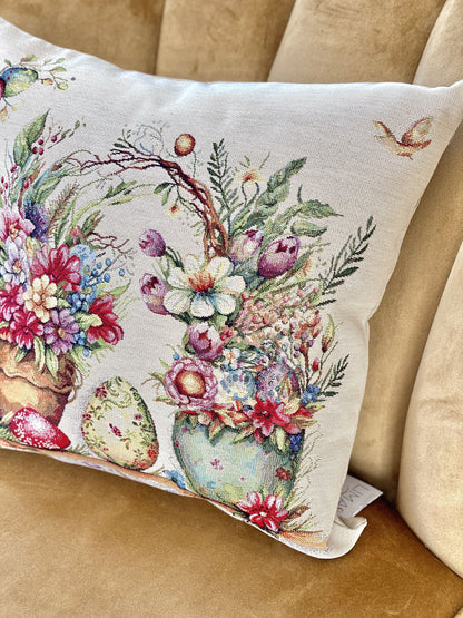 Easter Cushion cover «Damira» - Premium Tapestry with golden lurex - Textile4Family