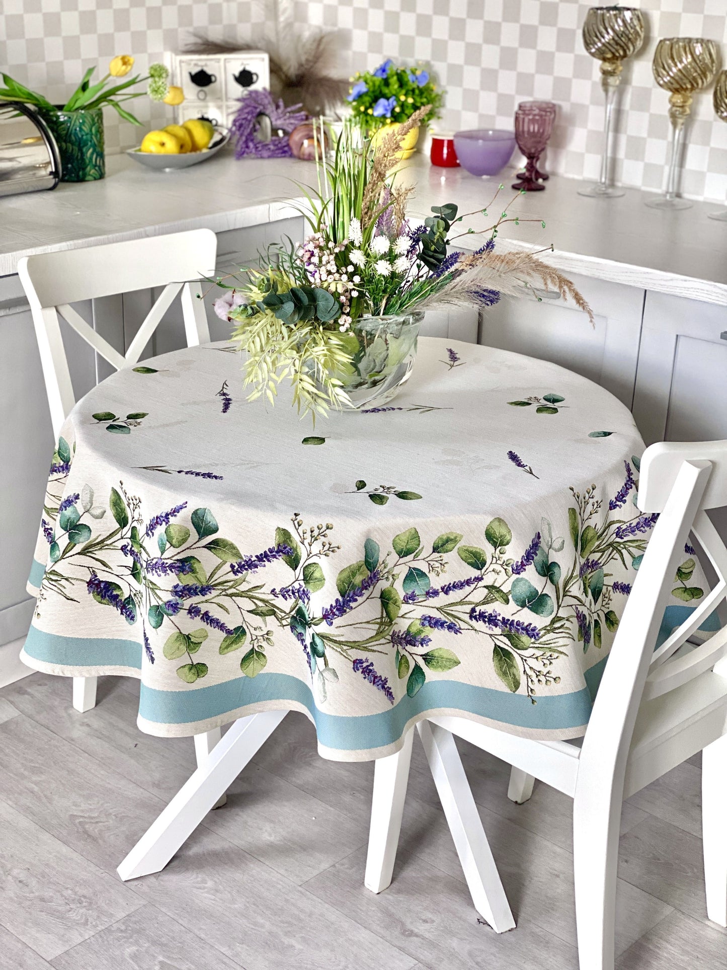 Round Tablecloth «DENTATA» - Premium Gobelin - Textile4Family