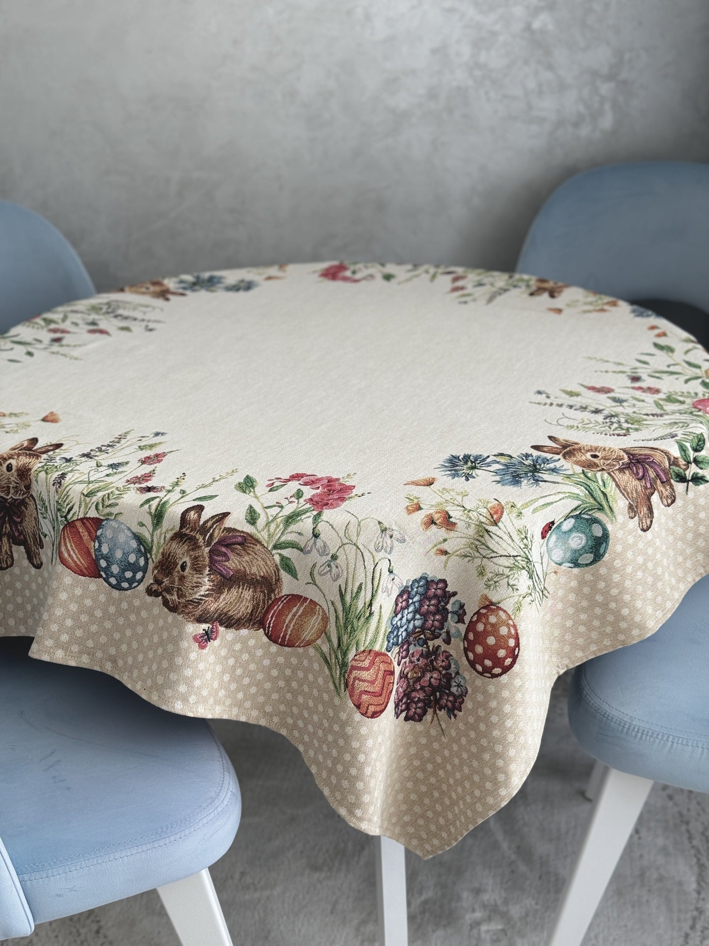 Easter tapestry tablecloth «Bunny in flowers»