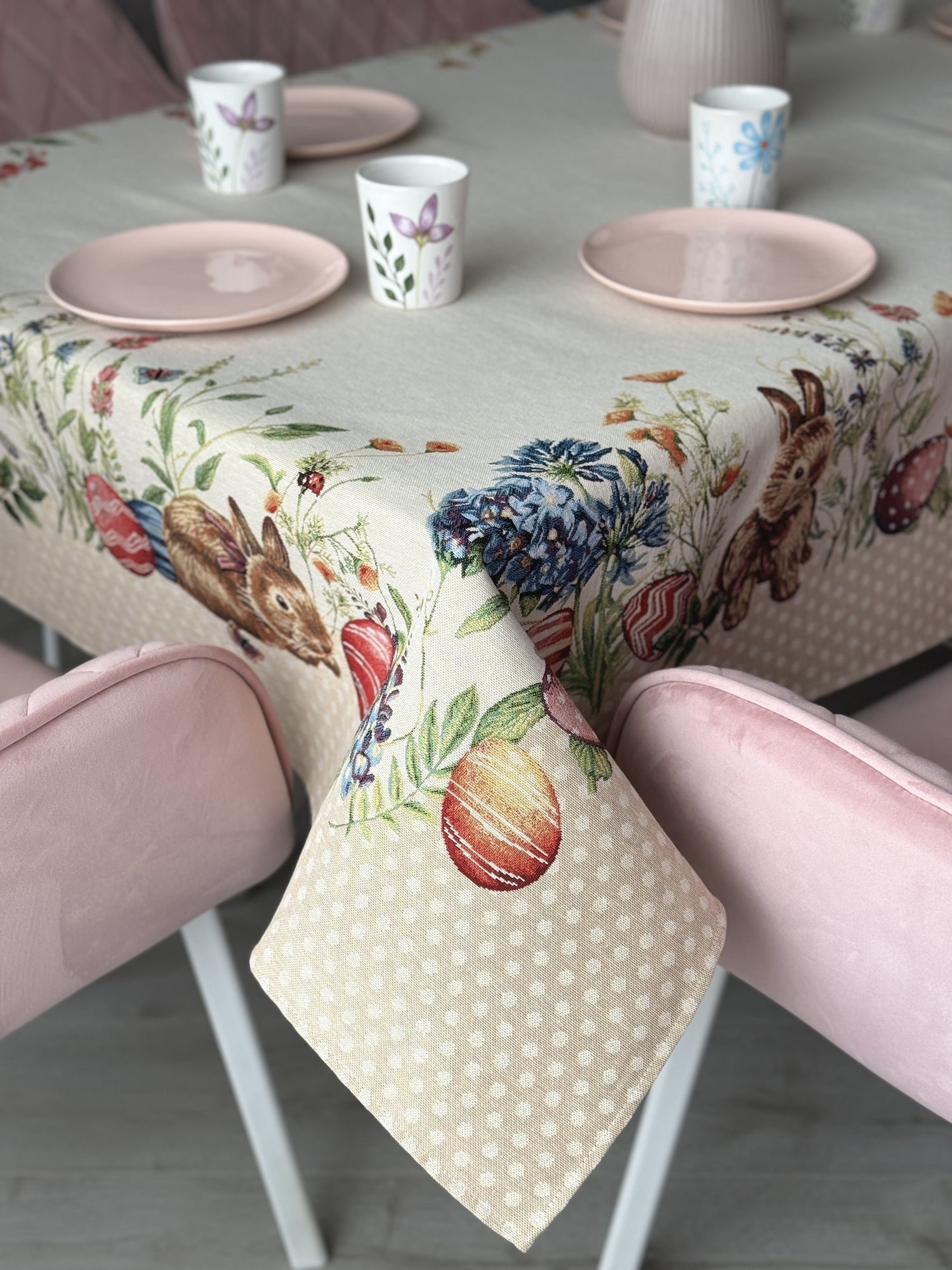 Easter tapestry tablecloth «Bunny in flowers» Limaso Textile