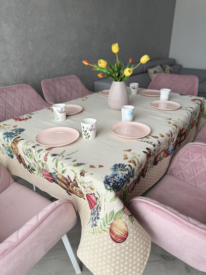 Easter tapestry tablecloth «Bunny in flowers»