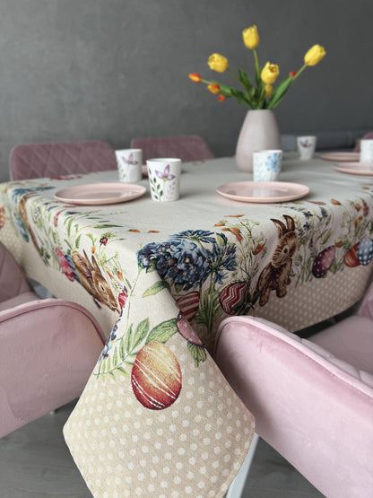 Easter tapestry tablecloth «Bunny in flowers»