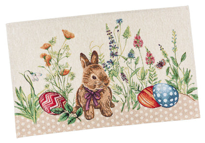 Easter tapestry Placemats set «Bunny in flowers»