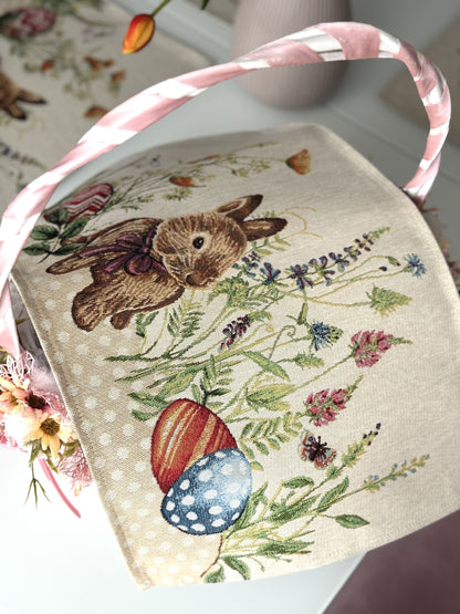 Easter tapestry Placemats set «Bunny in flowers»