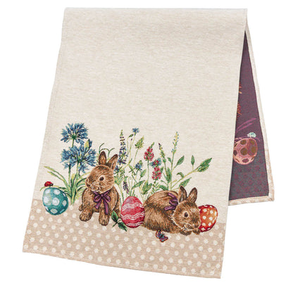 Easter tapestry table runner «Bunny in flowers»