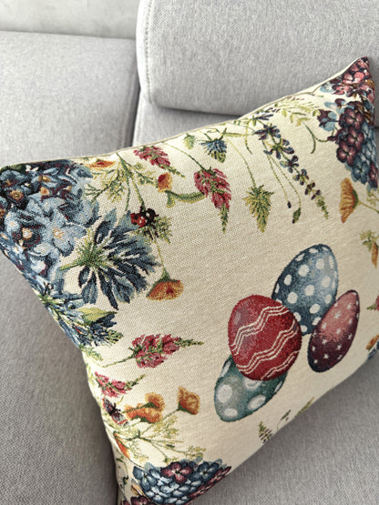 Easter tapestry cushion cover «Bunny in flowers-2»