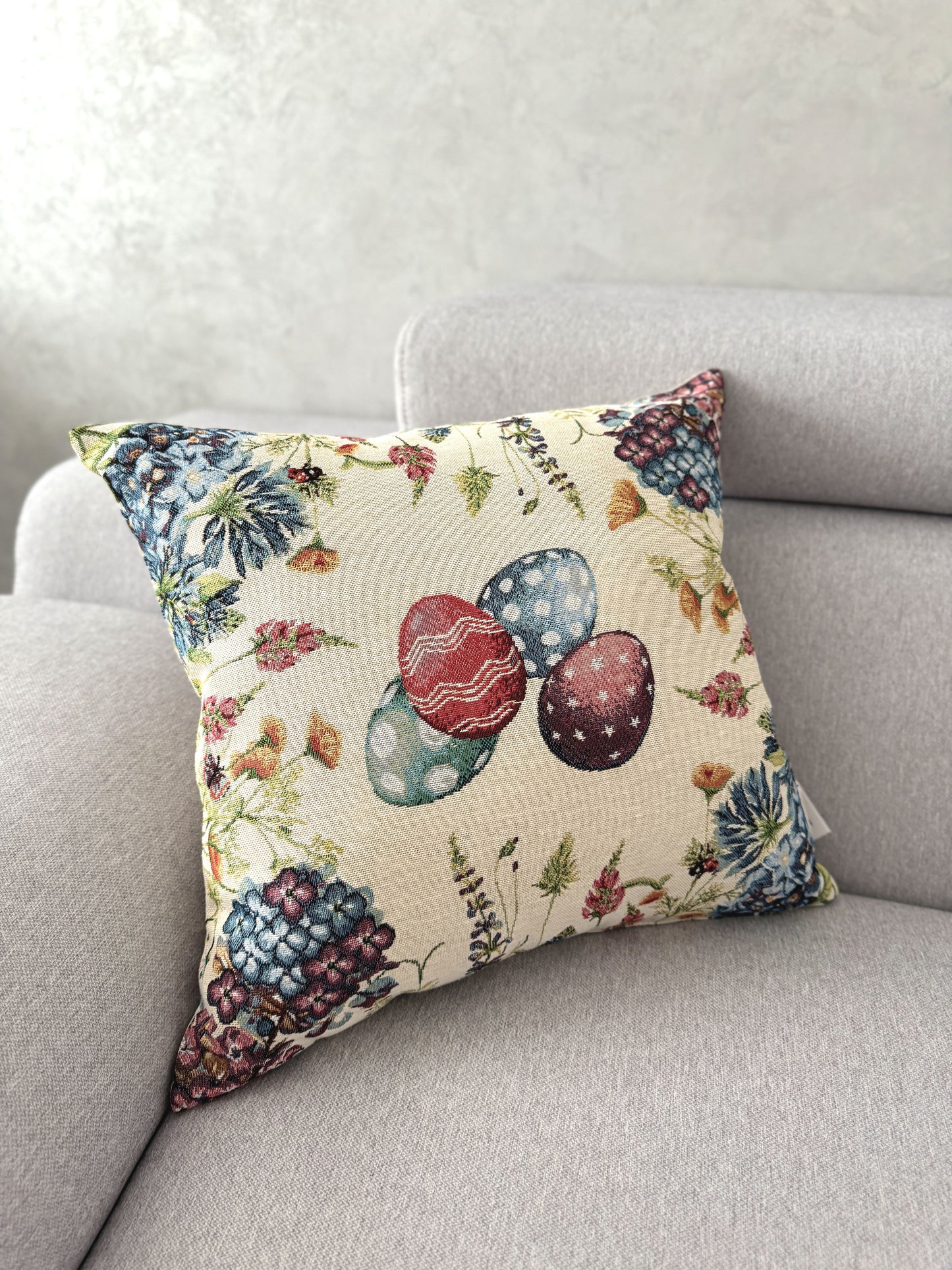 Easter tapestry cushion cover «Bunny in flowers-2»