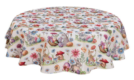 Round Easter tapestry tablecloth «Easter glade»