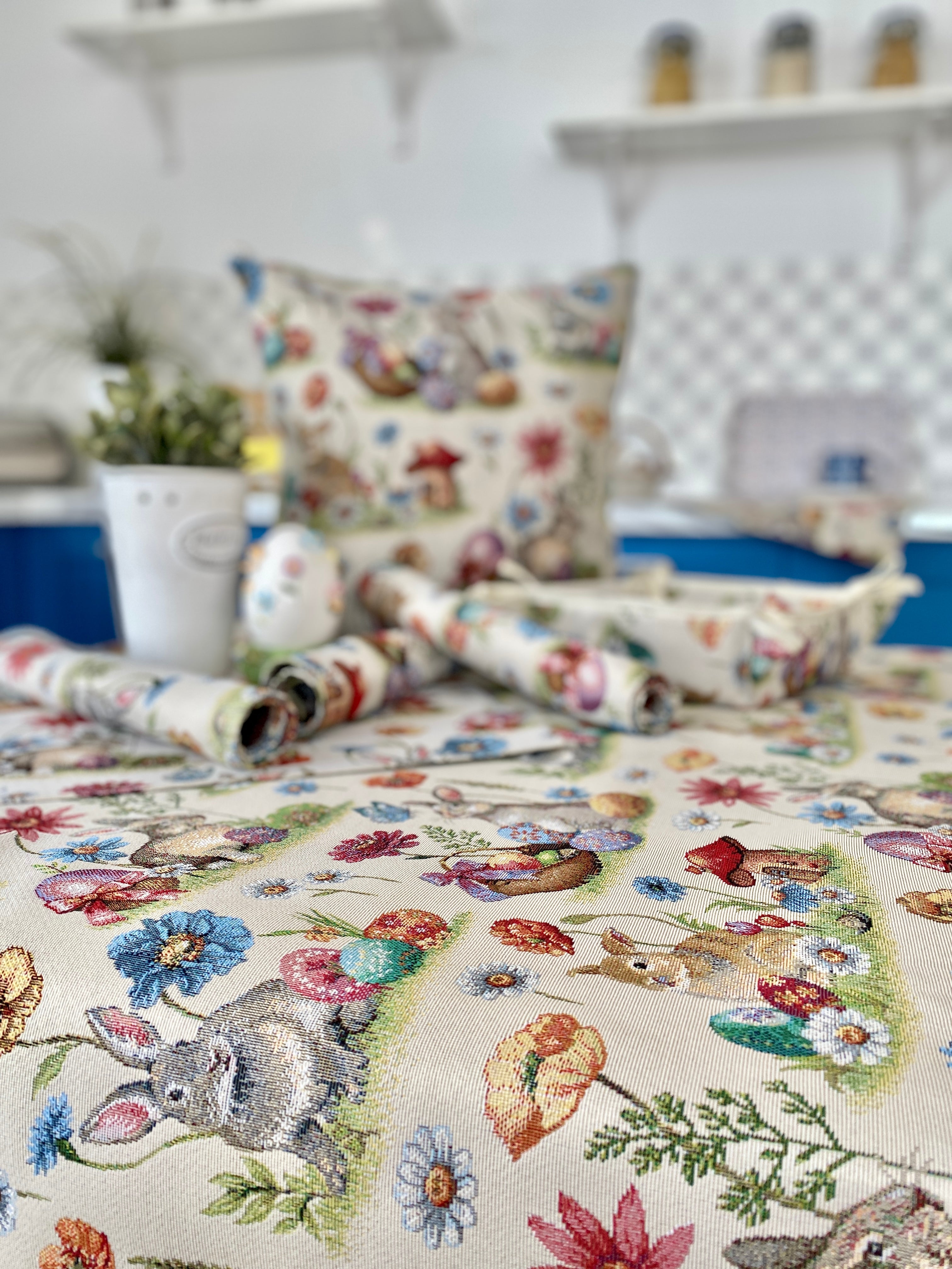 Round Easter tapestry tablecloth «Easter glade» Limaso Textile