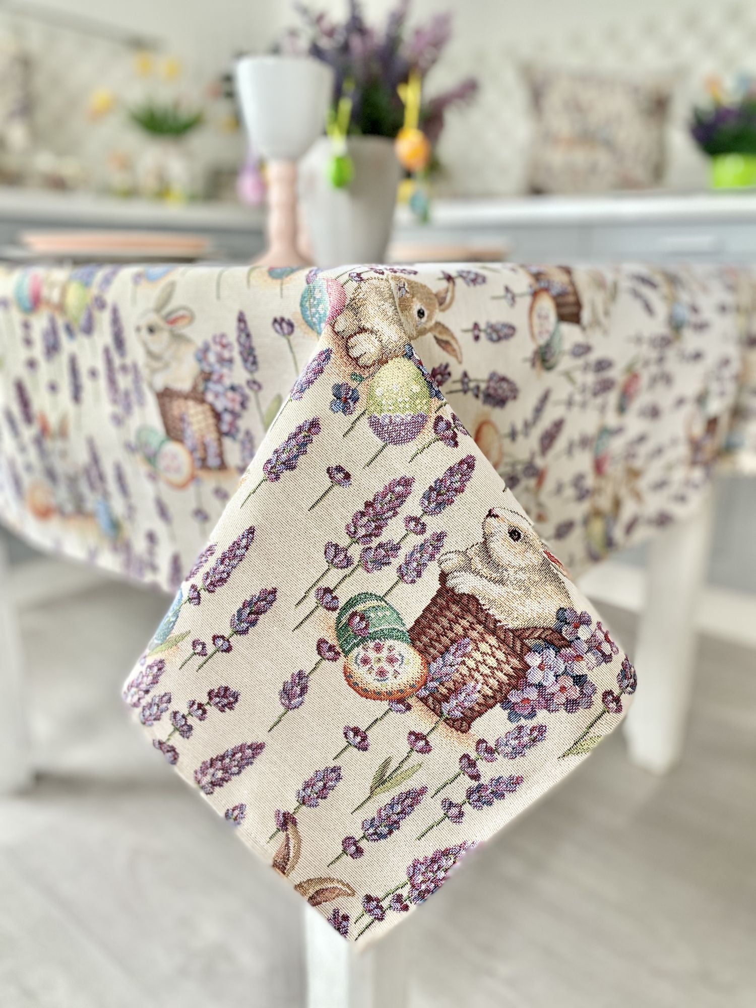 Easter tapestry tablecloth «Rabbit in lavender» Limaso Textile
