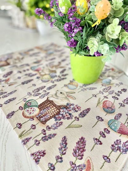 Easter tapestry Placemats set «Rabbit in lavender»