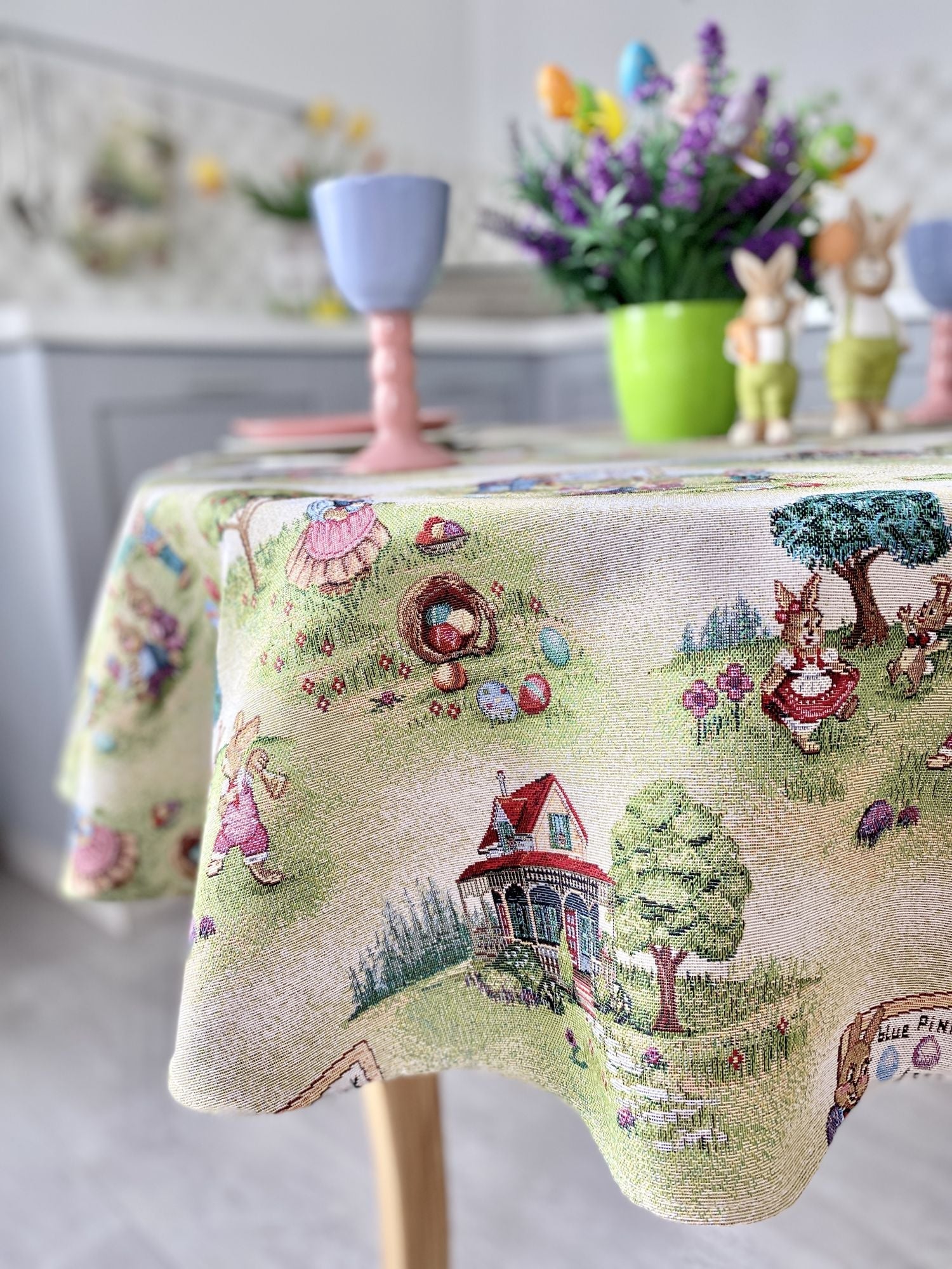 Round Easter tapestry tablecloth «Easter fun» Limaso Textile